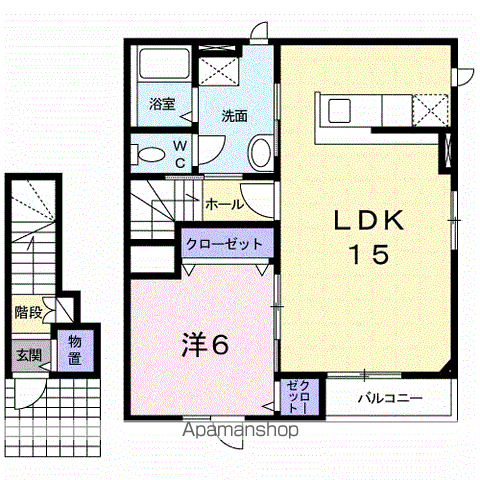 ラブリィーⅤ(1LDK/2階)の間取り写真