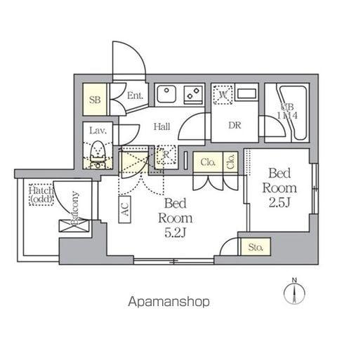 アジールコート王子(2K/5階)の間取り写真