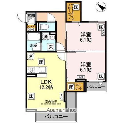 奈月ヒルズ(2LDK/1階)の間取り写真