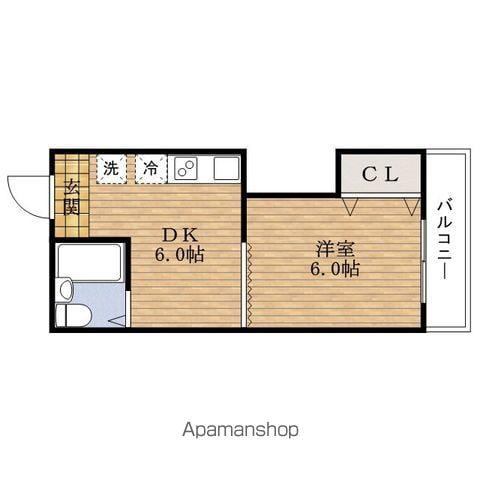 高砂マンション(1DK/4階)の間取り写真