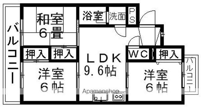 越智マンション(3LDK/1階)の間取り写真