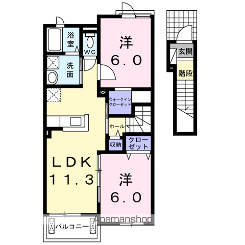 クレメント(2LDK/2階)の間取り写真