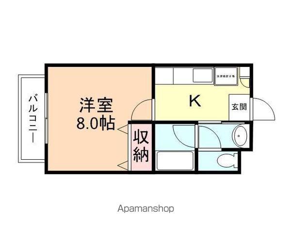 コーポリベラル(1K/2階)の間取り写真