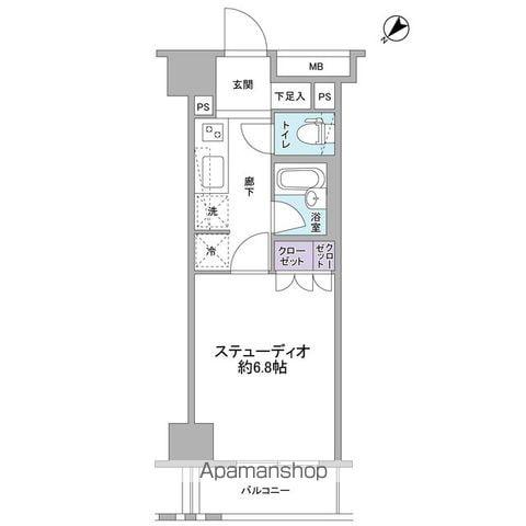 グランスイート銀座レスティモナーク(1K/7階)の間取り写真