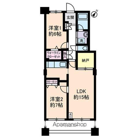 サングランパ(2LDK/7階)の間取り写真