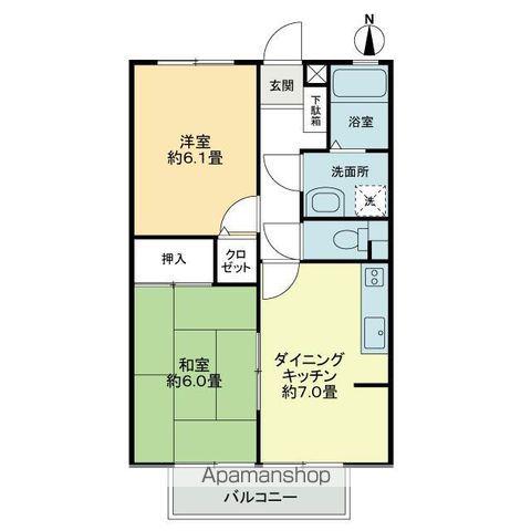 フォブールタウン成合B棟(2DK/2階)の間取り写真