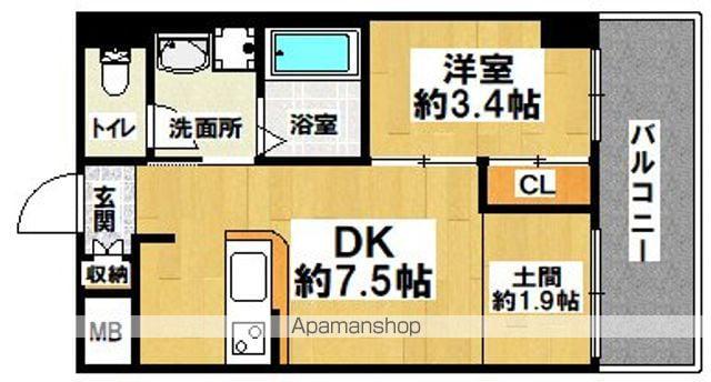 サザンクレスト七道シエル(1DK/3階)の間取り写真