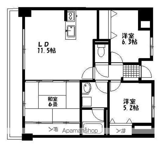 パルシェ越路(3LDK/8階)の間取り写真