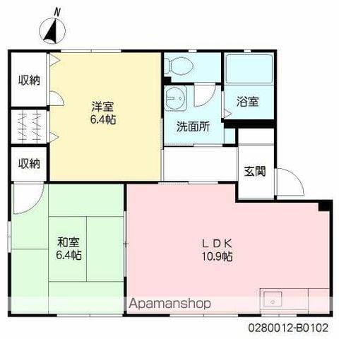 サニーコート本城 B棟(2LDK/1階)の間取り写真