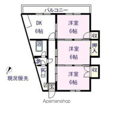 グリーンヴィラ府中(3DK/3階)の間取り写真