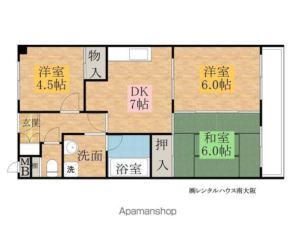 サンパレス21忠岡A棟(3DK/1階)の間取り写真