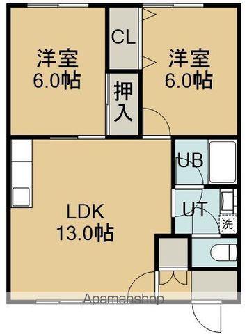 サンルーカス共栄Ⅰ(2LDK/2階)の間取り写真