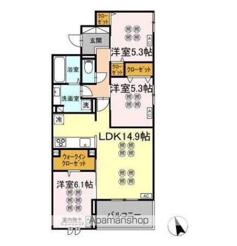 ヒーローキングダムⅡ(3LDK/3階)の間取り写真