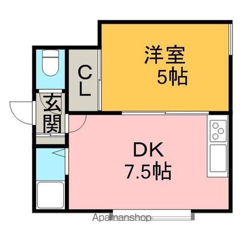 ルミエールエイト(1DK/2階)の間取り写真