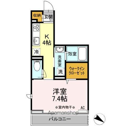 クレイドル(1K/2階)の間取り写真