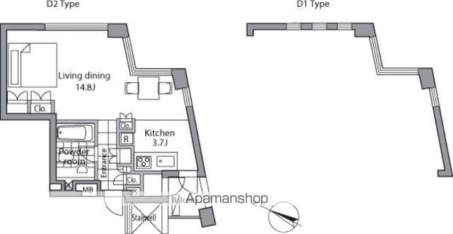 レジディアタワー乃木坂(ワンルーム/19階)の間取り写真