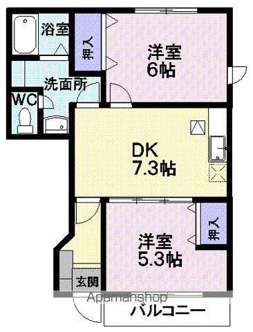 リヴィエール(2DK/1階)の間取り写真