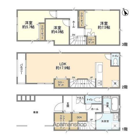 埼京線 北戸田駅 徒歩16分 3階建 築2年(3LDK)の間取り写真