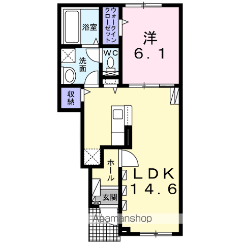 室蘭本線 錦岡駅 徒歩12分 2階建 築3年(1LDK/1階)の間取り写真