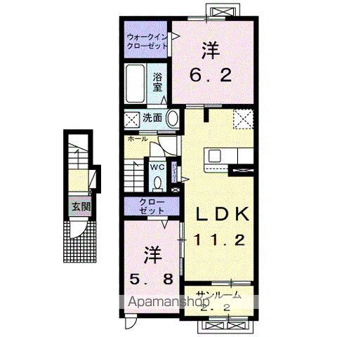 フェリオ(2LDK/2階)の間取り写真