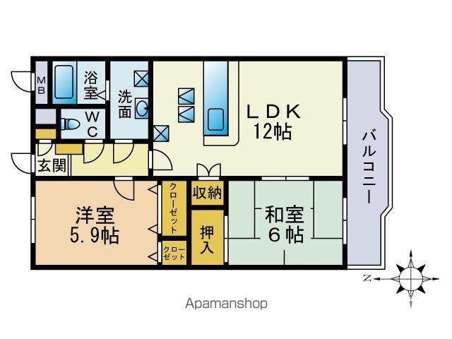 クレセール菜の花(2LDK/3階)の間取り写真