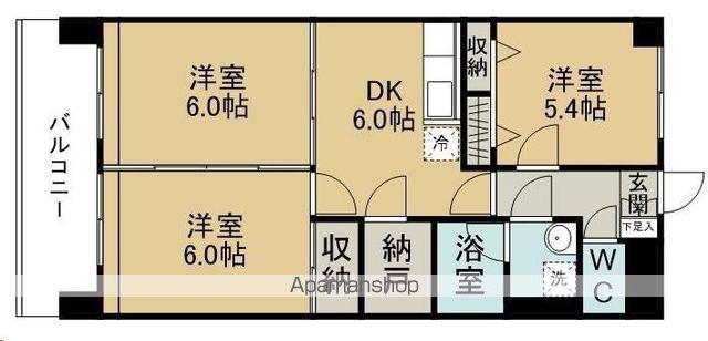 リュウセイマンション(3DK/4階)の間取り写真