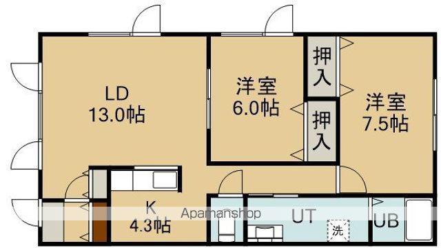 メゾンサンフクジュ(2LDK/2階)の間取り写真