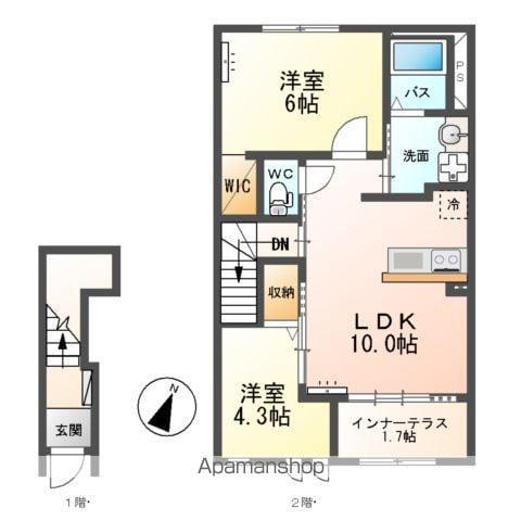 東武鉄道佐野線 佐野市駅 徒歩28分 2階建 築4年(2LDK/2階)の間取り写真