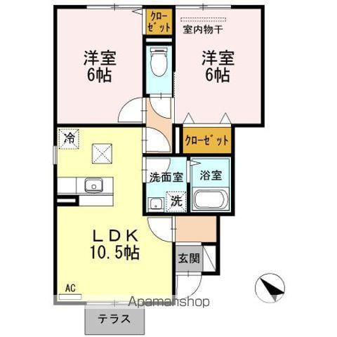 コンフォート東川口B棟(2LDK/1階)の間取り写真