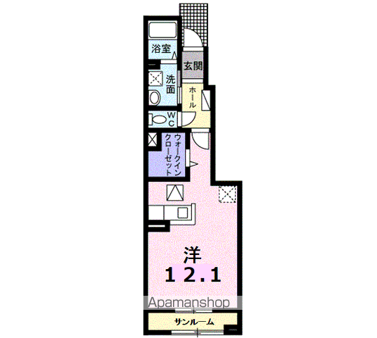 エルカミーノ(ワンルーム/1階)の間取り写真