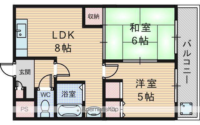 リーベンドハウス中桜塚(2DK/1階)の間取り写真