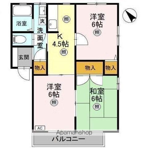 エクセレントワイケイB(3K/2階)の間取り写真
