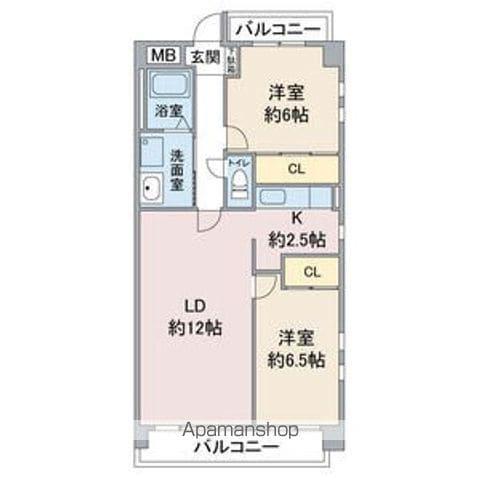 プランドール笠取(2LDK/3階)の間取り写真