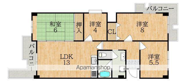 グランドパレス学園前(4LDK/2階)の間取り写真