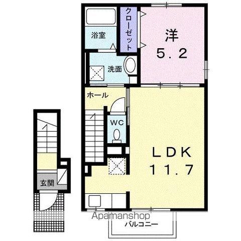 テール フェルティル Ⅱ(1LDK/2階)の間取り写真