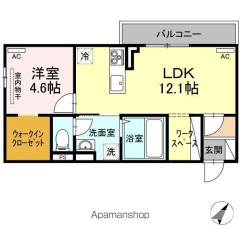 ピターニュ B(1LDK/3階)の間取り写真