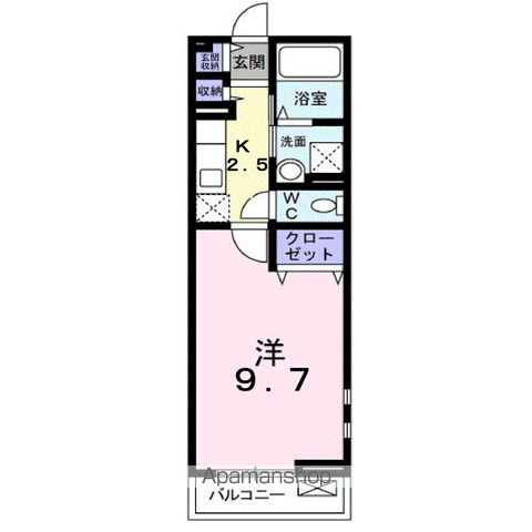 アドバンス(1K/2階)の間取り写真