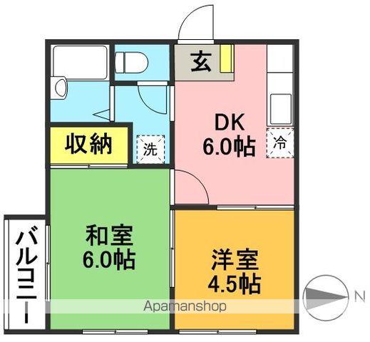 フラット羽根木(2DK/2階)の間取り写真