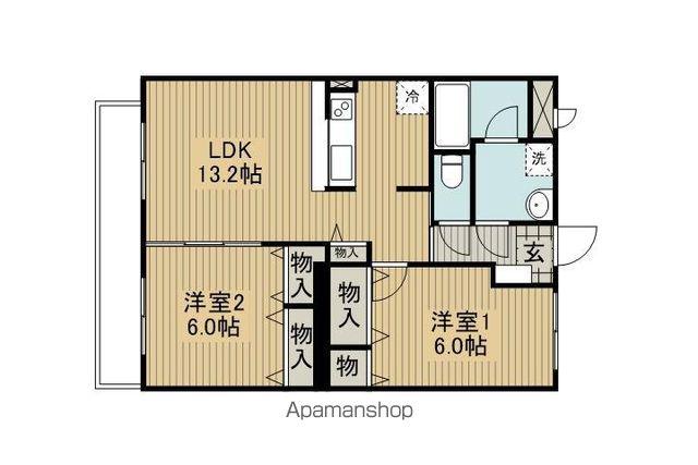 グランドゥール(2LDK/2階)の間取り写真
