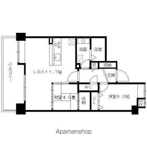 モントーレ竹下ステーションタワ(2LDK/11階)の間取り写真