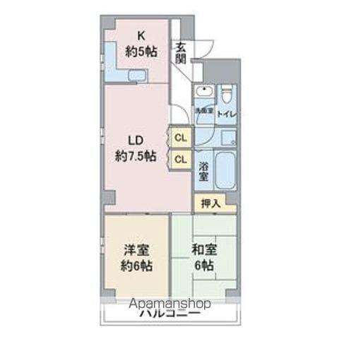 FREESIA(2LDK/7階)の間取り写真