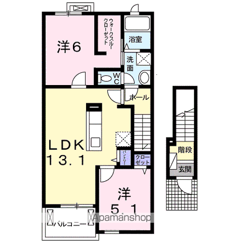 シンボリアニメイトⅡ(2LDK/2階)の間取り写真