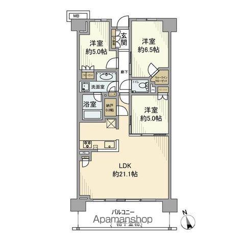 BRILLIA CITY 三鷹(3LDK/8階)の間取り写真