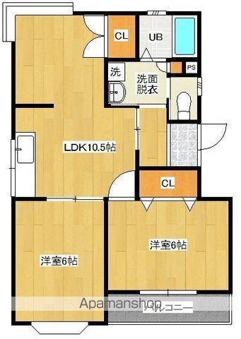 ガーデンKH(2LDK/2階)の間取り写真