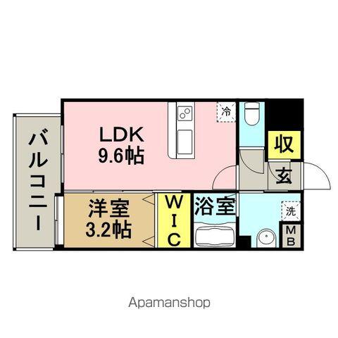 ヴィラージュ県庁前Ⅱ(1LDK/9階)の間取り写真