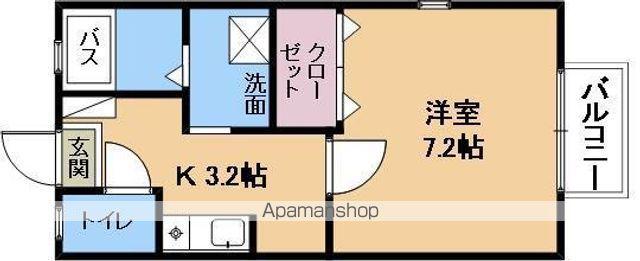 プリシェールキャッスルA棟B棟(1K/1階)の間取り写真