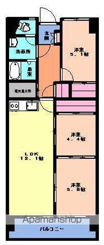 ファースト林ビル(3LDK/8階)の間取り写真
