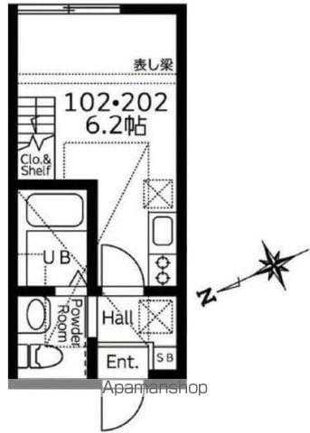 ハーミットクラブハウスROCCAA棟(ワンルーム/1階)の間取り写真