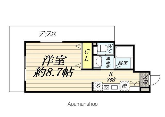 グランソレーユ横浜鶴見(ワンルーム/1階)の間取り写真