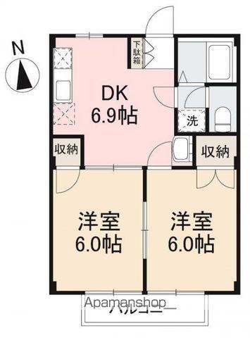 ニューシティTAKAYAⅠ・Ⅱ(2DK/1階)の間取り写真